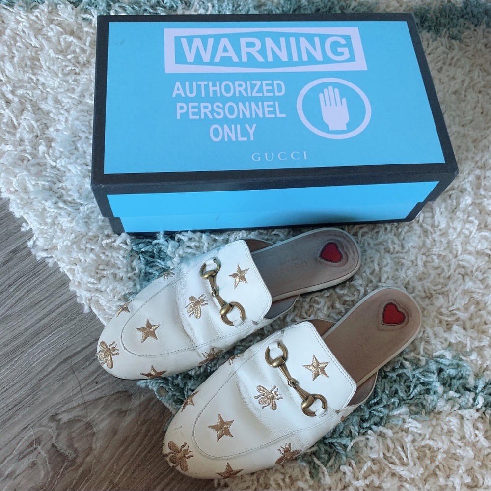 Gucci Princetown bee & star mules